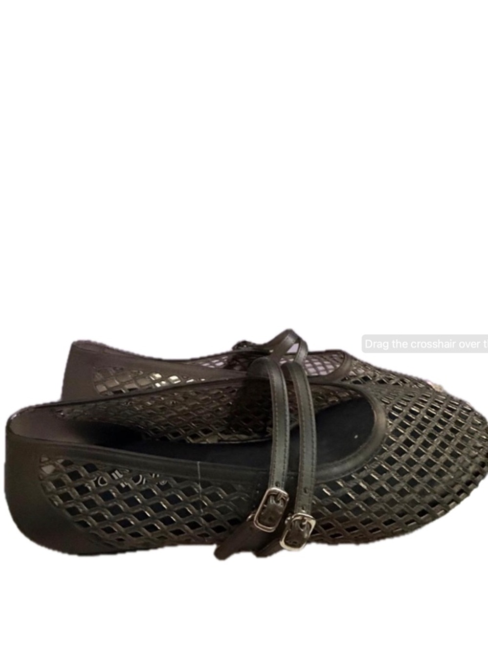 Roxoni Double Strap Jelly Mary Jane Flats - Black/ Transparent -size 9